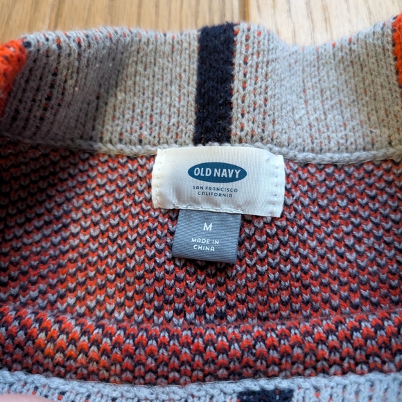 Women's Old Navy Gray, Blue And Orange Long Sleeve Sweater Size Medium - Picture 2 of 4